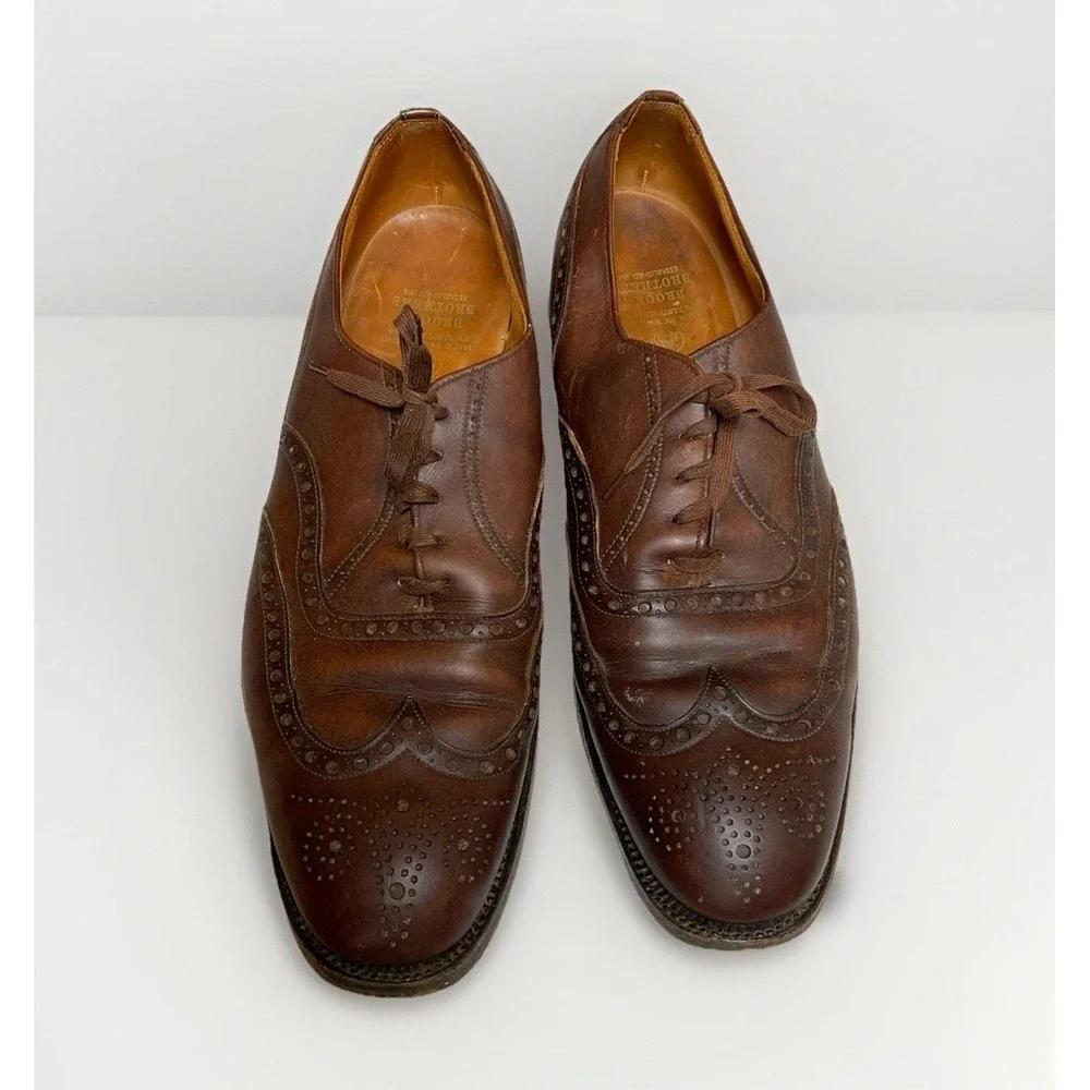 Brooks Brothers Wing Tip Oxford Shoes Size‎ 10 Brown Leather England